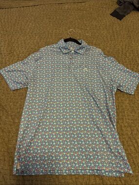 Rhoback Light Blue Tropical-Print Polo